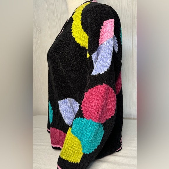 Vintage 80-90’s Funky Polka Dot Chunky Knit Sweater Sz S - Picture 3 of 9